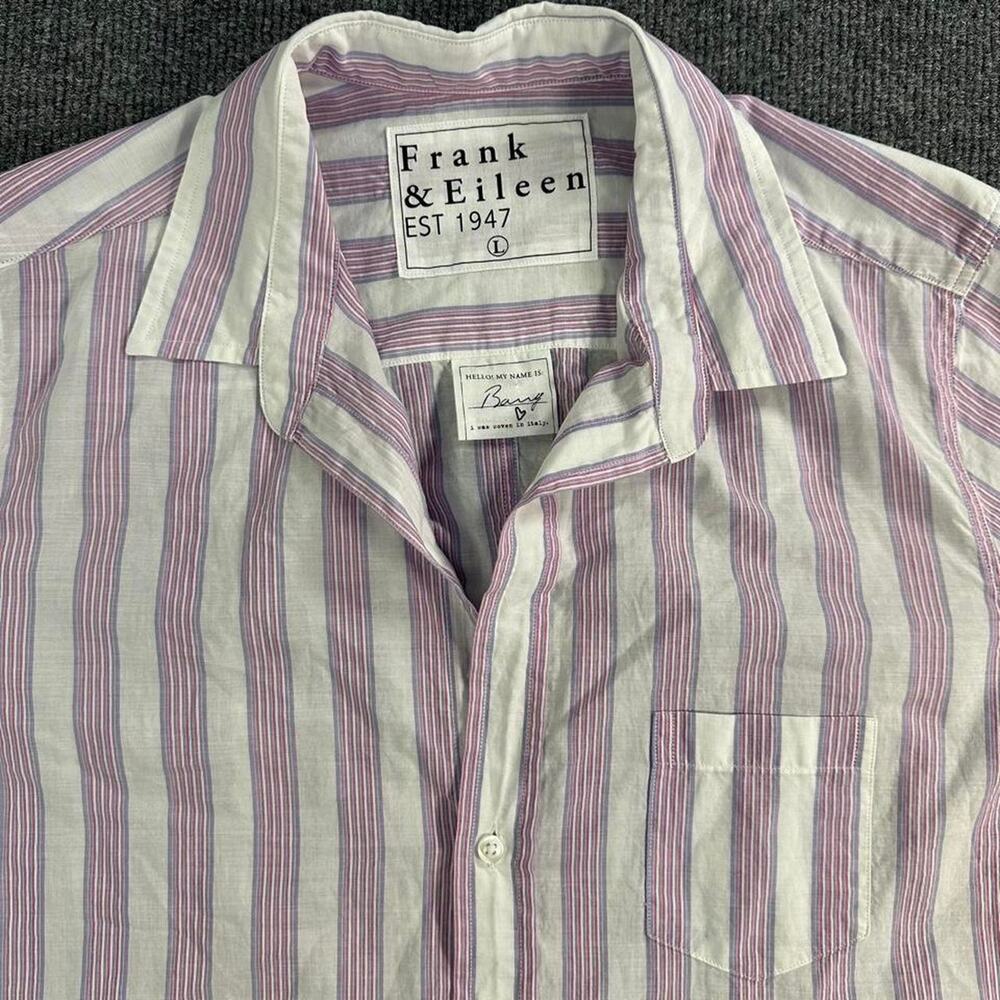 Frank & Eileen Women’s Barry Button Up Shirt Lightweight Cotton Striped Blouse L